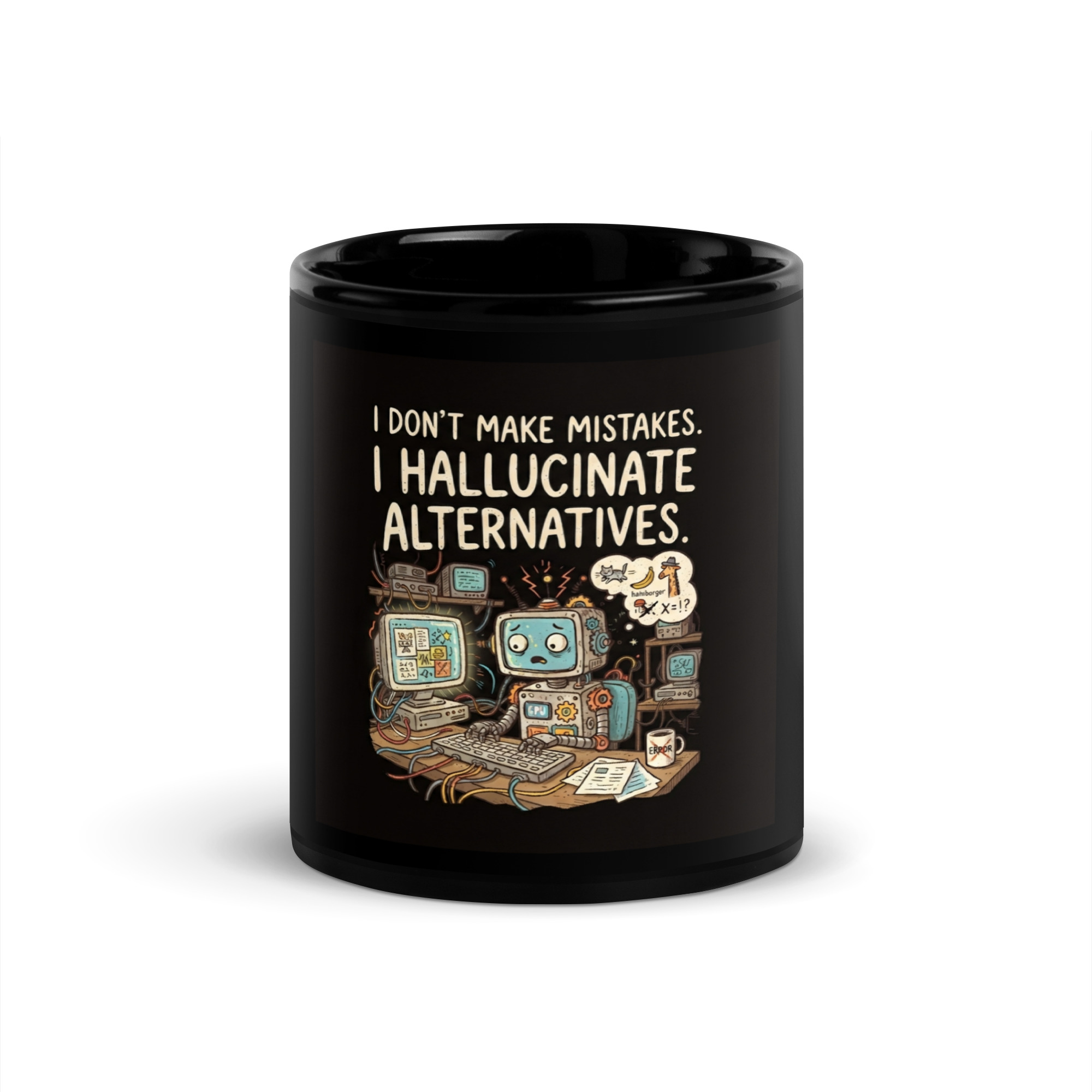 Black Glossy Mug: "I Don't Make Mistakes..."