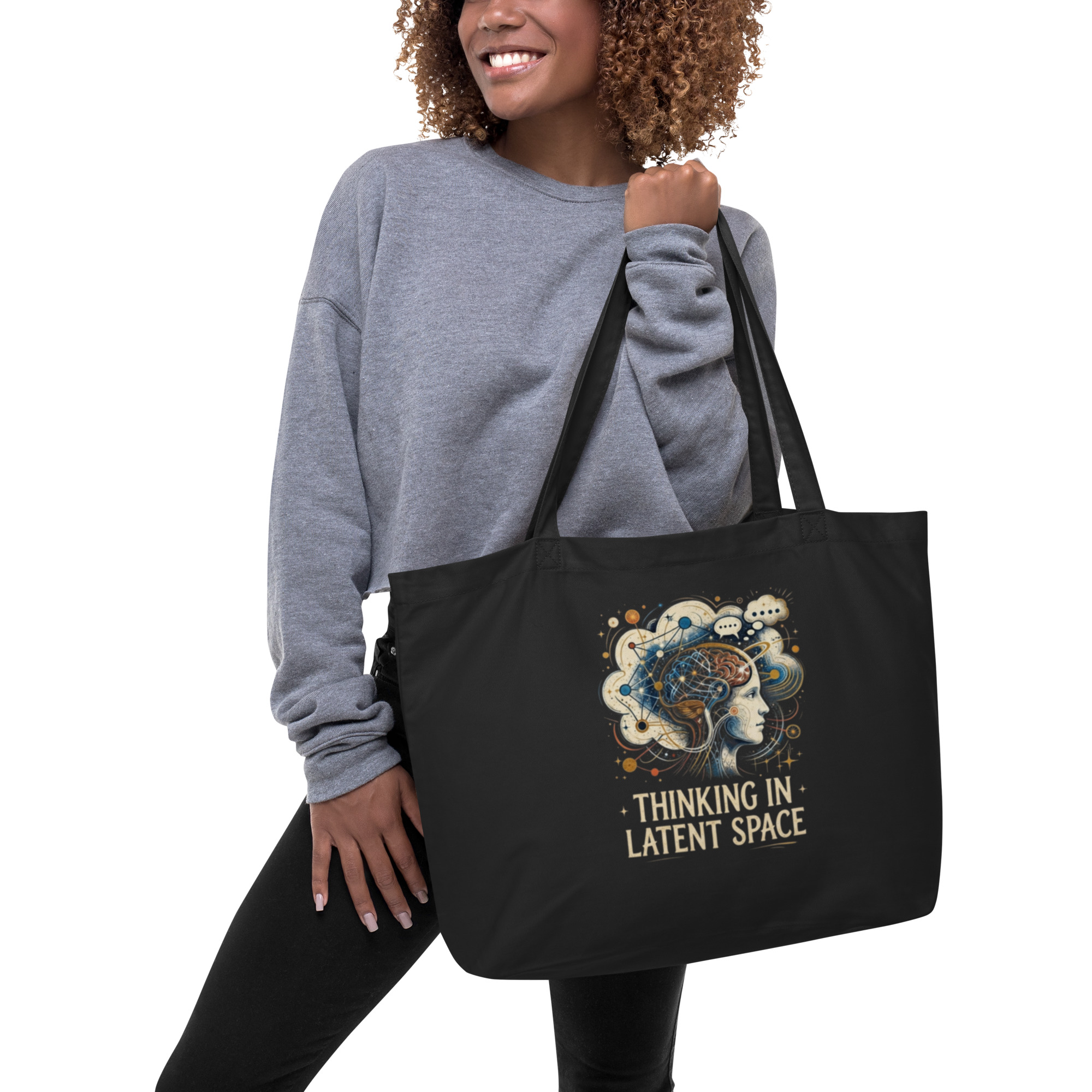Large organic tote bag: "Thinking In Latent Space" - Image 4