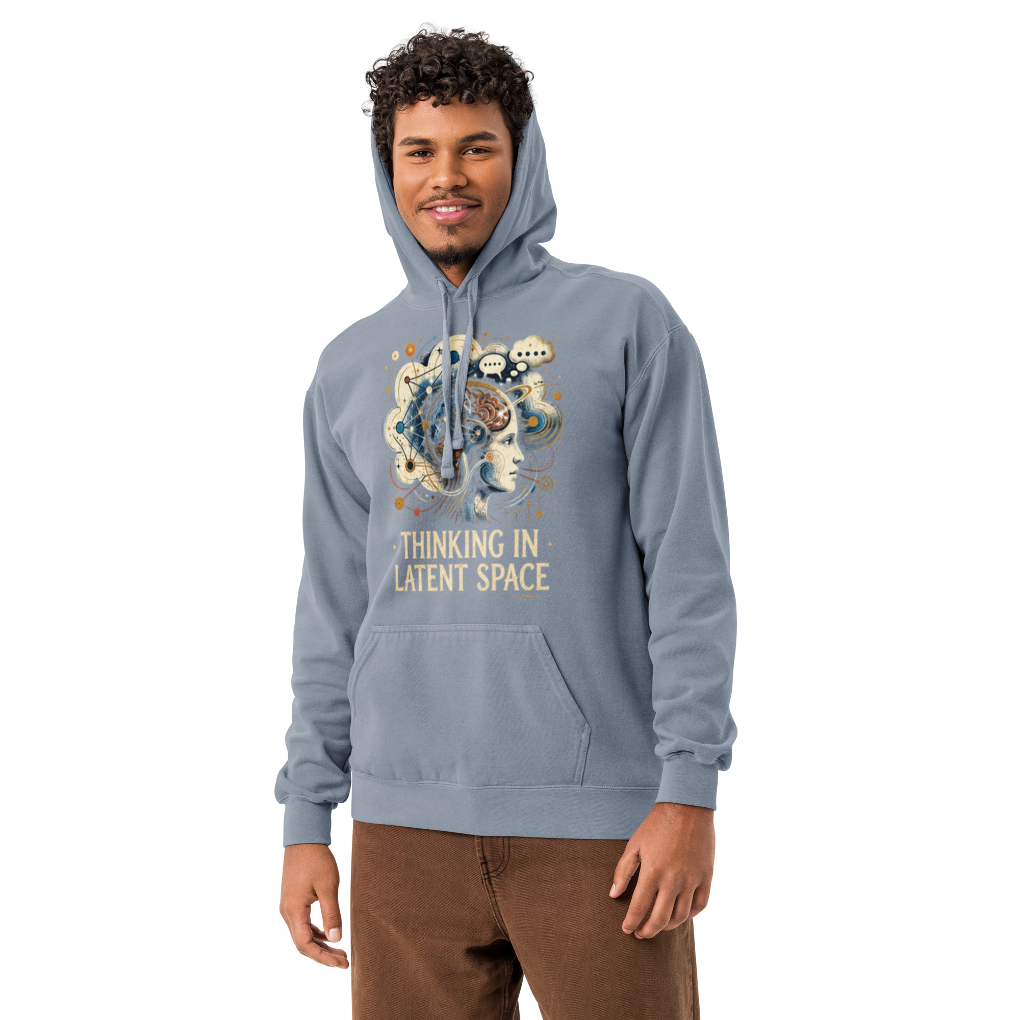 Unisex garment-dyed hoodie: "Thinking In Latent Space" - Image 2