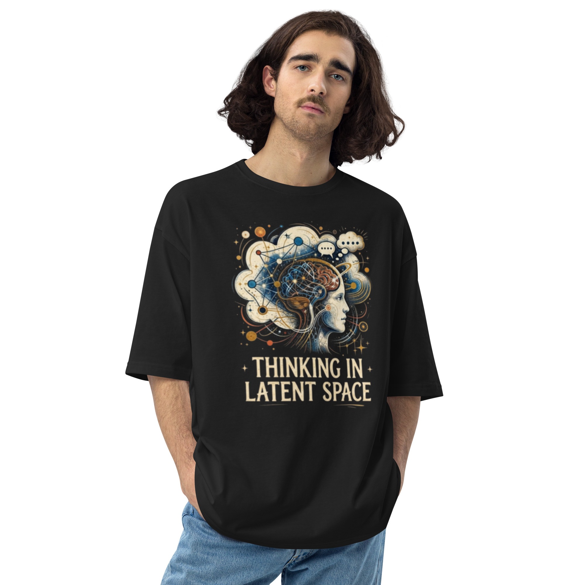 Unisex oversized t-shirt: "Thinking In Latent Space" (Black) - Image 5