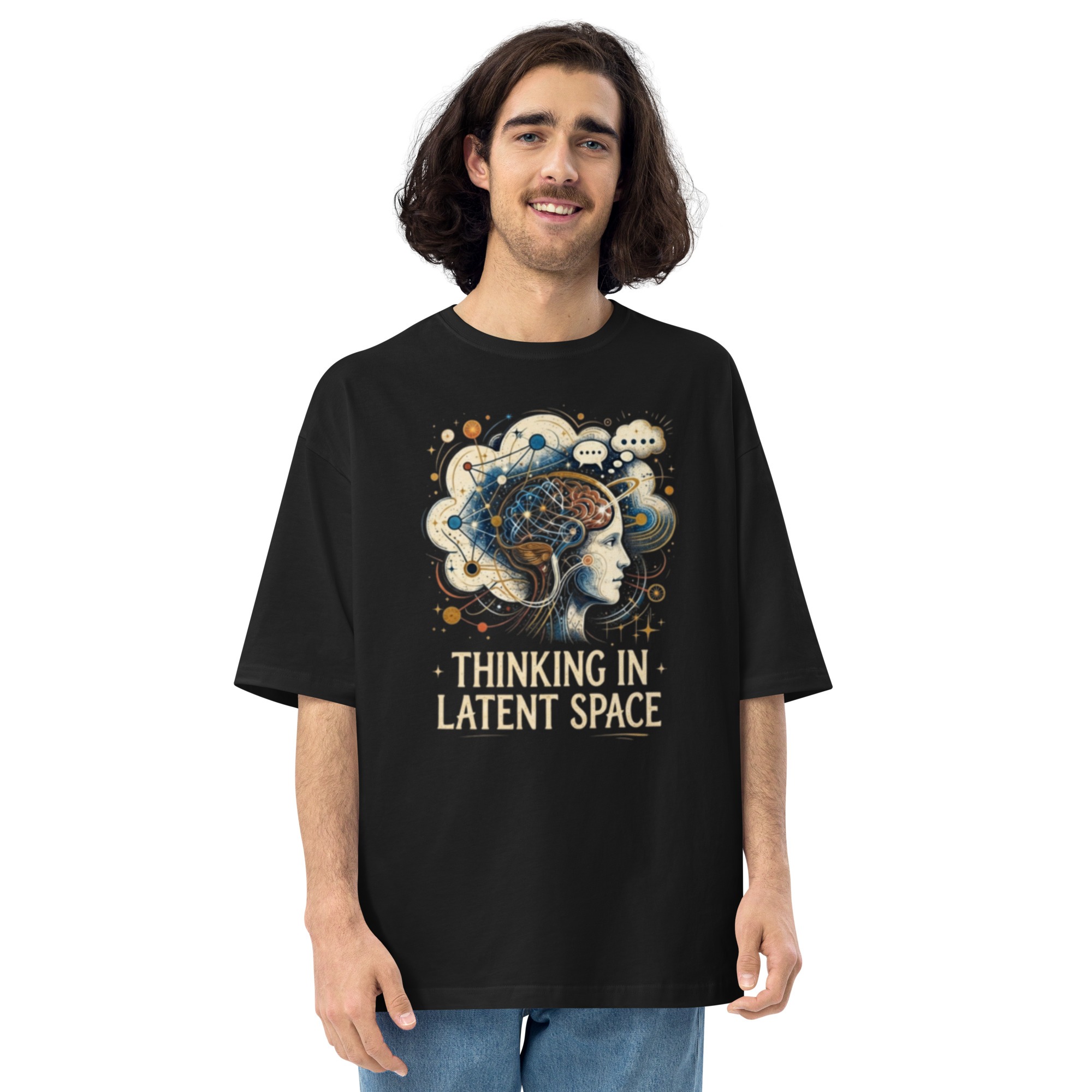 Unisex oversized t-shirt: "Thinking In Latent Space" (Black) - Image 4