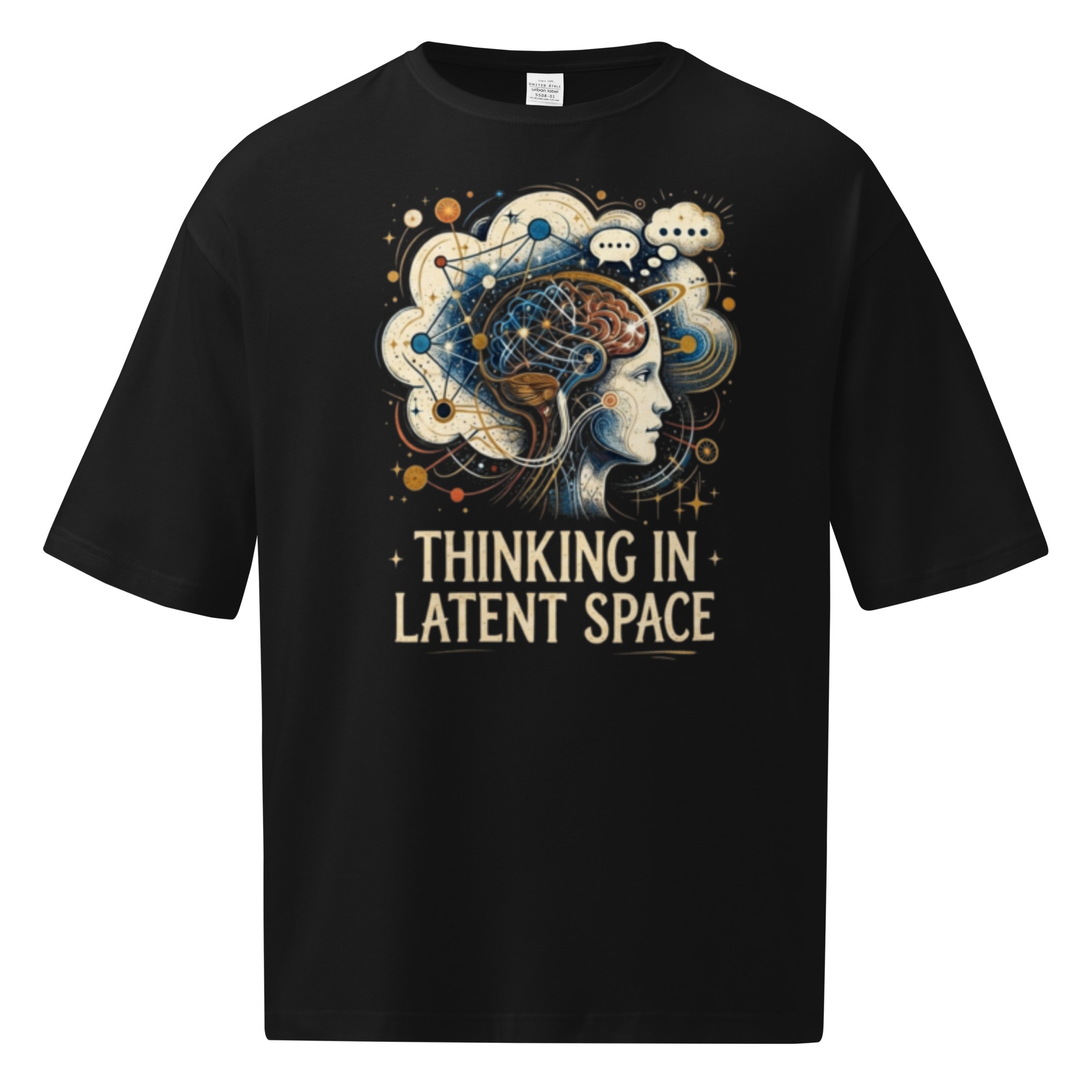 Unisex oversized t-shirt: "Thinking In Latent Space" (Black)