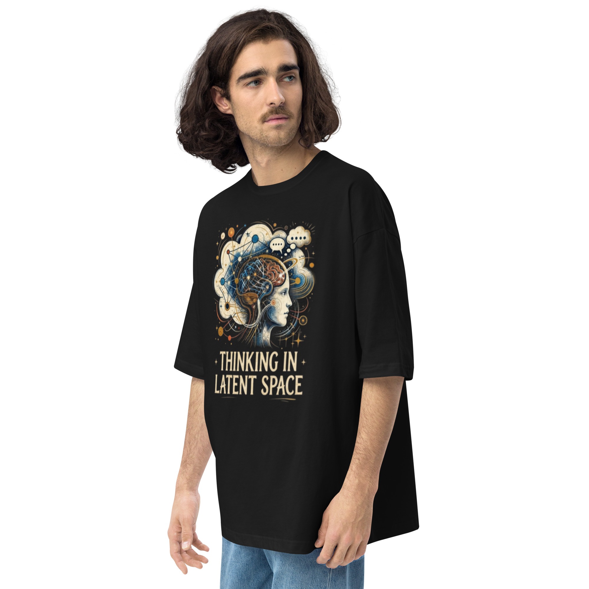 Unisex oversized t-shirt: "Thinking In Latent Space" (Black) - Image 6