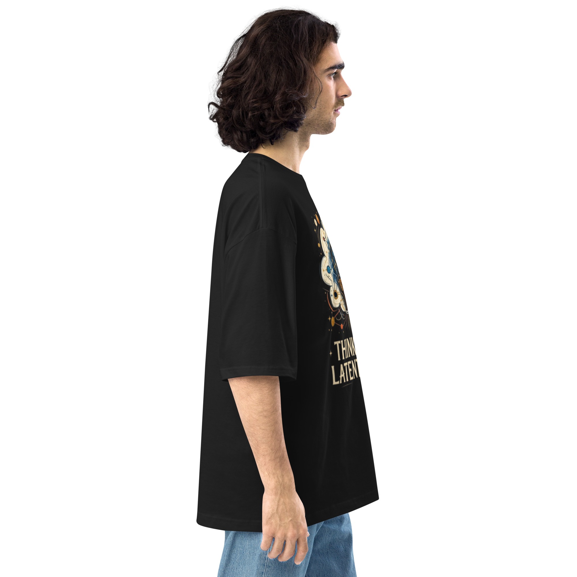 Unisex oversized t-shirt: "Thinking In Latent Space" (Black) - Image 8