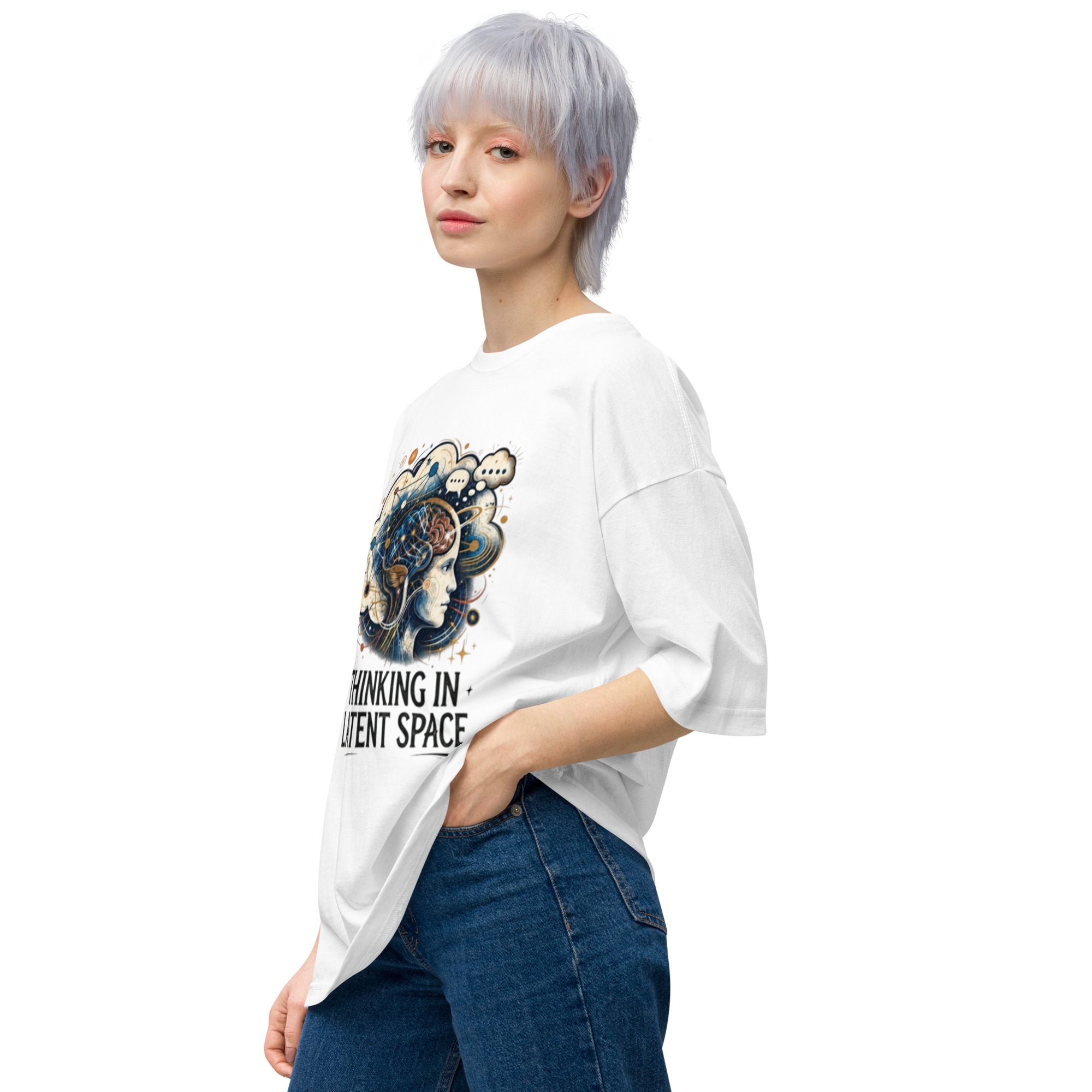 Unisex oversized t-shirt: "Thinking In Latent Space" - Image 4