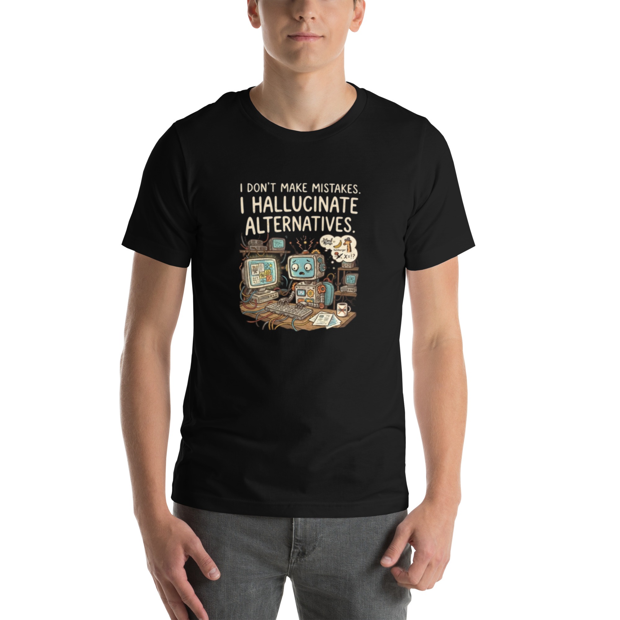 Unisex t-shirt: Hallucinate Alternatives (Black) - Image 6