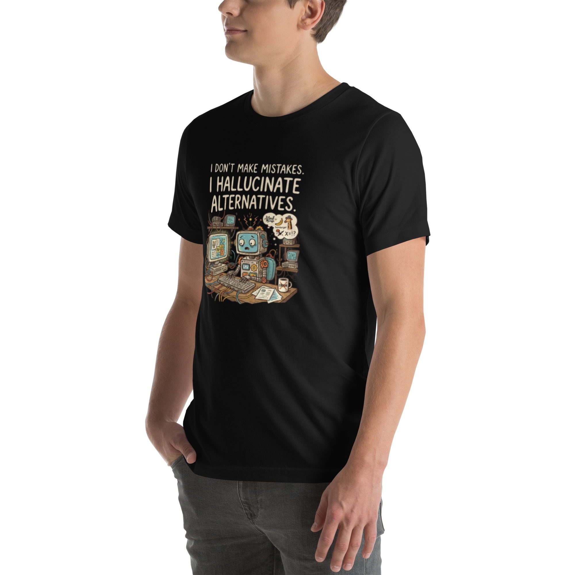 Unisex t-shirt: Hallucinate Alternatives (Black) - Image 5